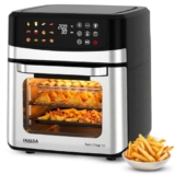 INALSA Air Fryer Oven|12L,1700W|Stainless Steel Body|12-in-1 Functions,Fry,Bake,Grill,Dehydrate&Reheat|12 Preset|Rotisserie&Convection|Dishwasher Safe Accessories|2Yr Warranty,2025Model AeroCrisp 12