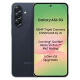 Samsung Galaxy A56 5G (Awesome Midnight Blue, 8GB, 128GB) | Segment Most Complete Triple Camera | AI Editing | 4nm Processor | sAMOLED Display| Gorilla Glass Victus+| 5 Gen OS Upgrades