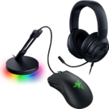 Razer Game On Bundle Gaming Combo with DeathAdder Essential Wired Mouse, Kraken X Lite Lightweight Gaming Headset, Mouse Bungee V3 Chroma, 6400 DPI Optical Sensor, 40mm Drivers, Black – NASA Packaging