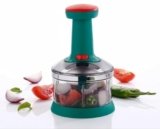 Dimazofly Hand Press Push Chopper with 4 Blades for Effortless Chopping Vegetables & Fruits Chopper Mixer Cutter to Cut Onion, Salad, Tomato, Potato,Large Capacity (Green) (600 Ml)