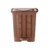 Nayasa Mikado Plastic Waste Paper | Small | Table Top Multi Purpose Dustbin With Lid | Waste Paper Bin | Plastic Pedal Waste Bin | Ideal For Home/Kitchen/Office | Brown