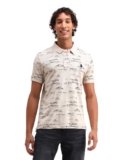 U.S. POLO ASSN. Mens All Over Printed Half Sleeve Polo T-Shirts (UDTSHS1171_Beige_M)