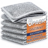 DAZIBAO® Non-Scratch Dish Wash Cloth (Pack of 6), Steel Wire Dishwashing Rags for Wet and Dry Stainless Steel Scrubber Non-Scratch Wire Dishcloth for Washing Dishes Sinks Counters (6)