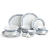 CELLO Aurum Imperial Plus Series Opalware Dinner Set of 33 Pieces for Family of 6 | Bone-Ash Free & Leadfree Opal Glass Microwave & Dishwasher Safe Crockery Plates & Bowls Set for Daily Use & Gifting