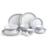 CELLO Aurum Imperial Plus Series Opalware Dinner Set of 33 Pieces for Family of 6 | Bone-Ash Free & Leadfree Opal Glass Microwave & Dishwasher Safe Crockery Plates & Bowls Set for Daily Use & Gifting