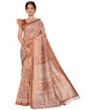 Yashika Women’s Art Silk Printed with Tassels Unstitched Blouse Material Stylish Party Casual Wear Traditional Trendy Saree (AZ-YS-P1-RUPSA-Parent_Orange)
