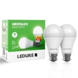 LEDURE 9W Uromaxx High Glow Led Bulb | Pack of 1 (2 Bulbs) | B22 Base | BIS and BEE Approved | Cool White Day Light (6500K) | High Surge Protection | Long Life B22 bulb for Home and Office