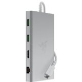 Razer USB C Dock (Mercury White) Docking Station, 11-Port Design, USB-C Port, USB-A Port, Gigabit Ethernet Port, HDMI Port, UHS-I SD/MicroSD Card Slot, 3.5mm Audio Composite Jack, U-S-B Sea Dock