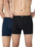 XYXX Nova Cotton Boxer Brief for Men |Regular Fit with intellifresh No-Marks Waistband | Inner Elastic | Solid Underwear for Men | Storm Grey+Midnight Blue