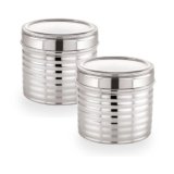 Sizzle Roxy Stainless Steel Container Set with See Through Lid, Multipurpose Kitchen Storage Dabba for Grains, Pulses, Flour, Snacks| Leak-Proof Food Storage Organizer |1150ML – 2 pcs