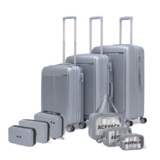 ACEPACK by Verage Megatron 9-Pcs Family Luggage Set | 3 Polypropylene Trolley Suitcases (S+M+L) + 3 Vanity Cases + 3 Wash Bags | Spinner Wheels, Number Lock, Lightweight Travel Suitcase Set