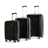 LAttitude By Provogue Core Set of 3 Trolley Bags Cabin + Medium + Large Polypropylene Hard Suitcase, 8 Spinner Wheels, Recessed Number Lock, Luggage for Men & Women Midnight Black/Arctic Blue