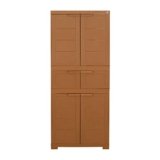 Cello Novelty Triplex Plastic Cabinet with Dustproof Doors| 3 Year Warranty | Almirah, Cupboard, Wardrobe for Home, Living Room, Bedroom, Kitchen, Office, Outdoor| Sandalwood Brown Colour