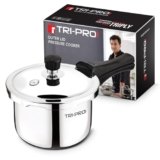 Bergner TriPro Triply Outer Lid Pressure Cooker 3 Litres, Bakelite Safe Grip Handle, Healthy Cooking, Even and Faster Heat Distribution, Easy to Clean, 2.5mm Thickness – Induction and Gas Stove Ready