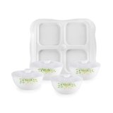 Cello Dazzle Series Opalware Green Orchard Dry Fruit Set of 9, White