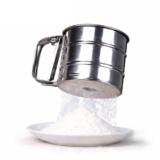 Flour Sifter Hand Press Stainless Steel, Atta Chalni for Kitchen, Fine Mesh Flour Sieve Sifter, Easy Press Flour Strainer for Baking, Durable Steel Sieve for Maida Atta
