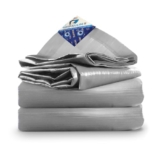 TUFFPAULIN 6FT X 6FT 120 GSM Silver Tarpaulin Tirpal Tadpatri Tharpai Thadika, Extra Strong, Reinforced Eyelets, UV Resistant, 100% Waterproof Virgin, 6 Layer MLCL 3D Rib Technology-1 No., Plastic