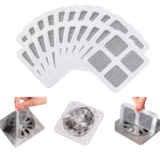 Pack of 20 Disposable Drain Cover Hair Catcher for Bathroom Drain, Waterproof Self Adhesive Mesh Stickers for Shower Kitchen Sink, Anti-Clog Floor Drain Filter