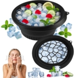 Eitheo Silicone Face Ice Bowl with Built-in Ice Tray | Collapsible Facial Ice Bath Bowl for Skin Tightening & Puffiness | Portable Foldable Skincare Ice Plunge Tub (Black)