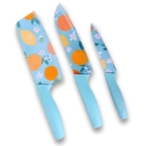 AF ENTERPRISE Professional 3-Piece Kitchen Knife Set – High Carbon Stainless Steel Chef, Utility & Santoku Knives with Ergonomic Blue Handles (Blue, 3 Pc Knife Set)