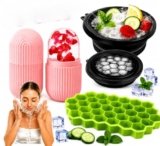 Silicone Face Bowl for Ice with Built-In Icetray Ice Roller, Collapsible Face Tub for Ice Bath, Facial Ice Plunge Bowl, Ice Tray combo
