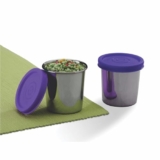 SignoraWare Nano Stainless Steel Round Container | Airtight & Leakproof | Retain freshness | Ideal for Storing Herb & Spices | Best for Pantry Use | Versatile use (100ml x 2 | Set Of 2 | Violet)