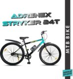 Adrenex Stryker 24T | 85% Pre-Assembled 24 T (inch) Mountain Cycle(Single Speed, Blue, Only Front Suspension)