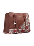 ZOUK Nawabi Couture Office Essential Bag | Jute | Vegan Leather Handcrafted Tote Bag With Double Handle Shoulder Strap| Beige and Red