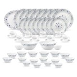 La Opala Classique Opalware Dinner Set, 53 Pcs, Family of 8, Blue Mystique