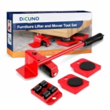 Red Furniture Lifter and Mover Tool Set with Wheels, Heavy Duty Furniture Moving Rollers, Appliance & Fridge Shifter Tool, Easy Home Furniture Shifting Kit for Heavy Loads (Red, Medium)