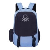 United Colors of Benetton Turf 24L Laptop Backpack – Blue+Navy, Fits 15-inch Laptop, Water-Resistant with Secure Buckle, for Students & Commuters